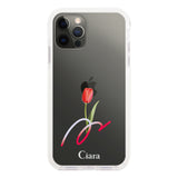 iPhoneX/XS クッションバンパー 耐衝撃クリアケース チューリップ レッド