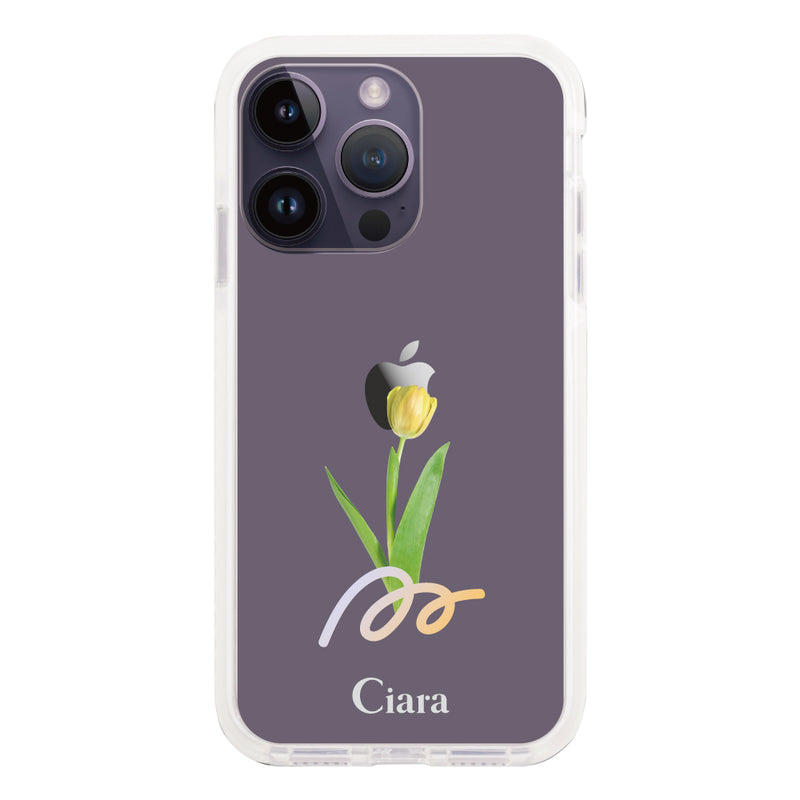 iPhoneケース クッションバンパー 耐衝撃クリアケース チューリップ