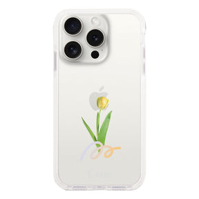 iPhone15ProMax クッションバンパー 耐衝撃クリアケース チューリップ イエロー