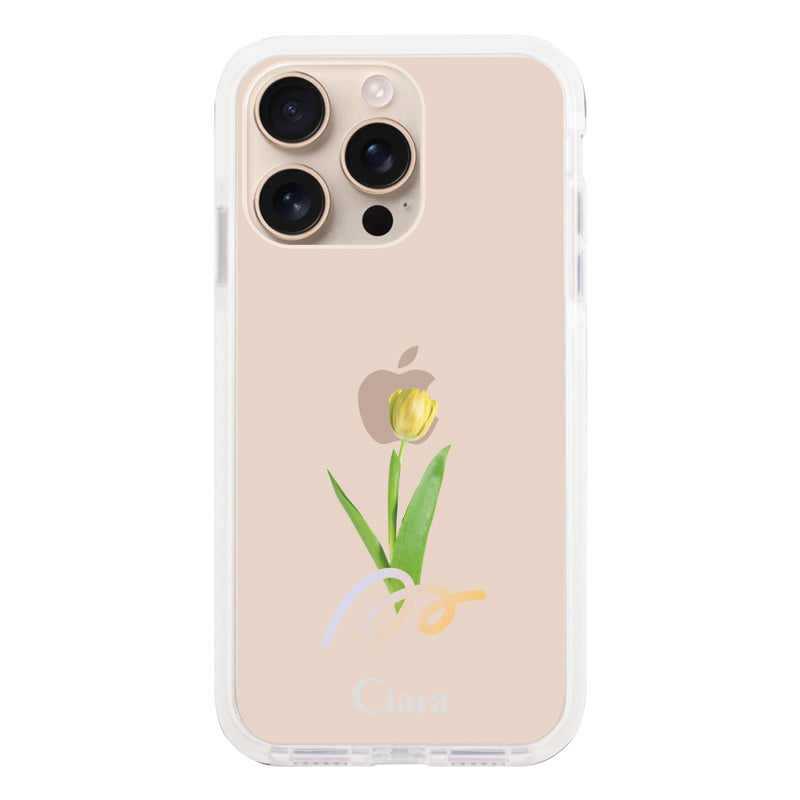 iPhoneケース クッションバンパー 耐衝撃クリアケース チューリップ