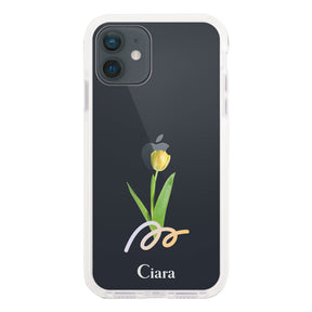 iPhoneXR クッションバンパー 耐衝撃クリアケース チューリップ イエロー