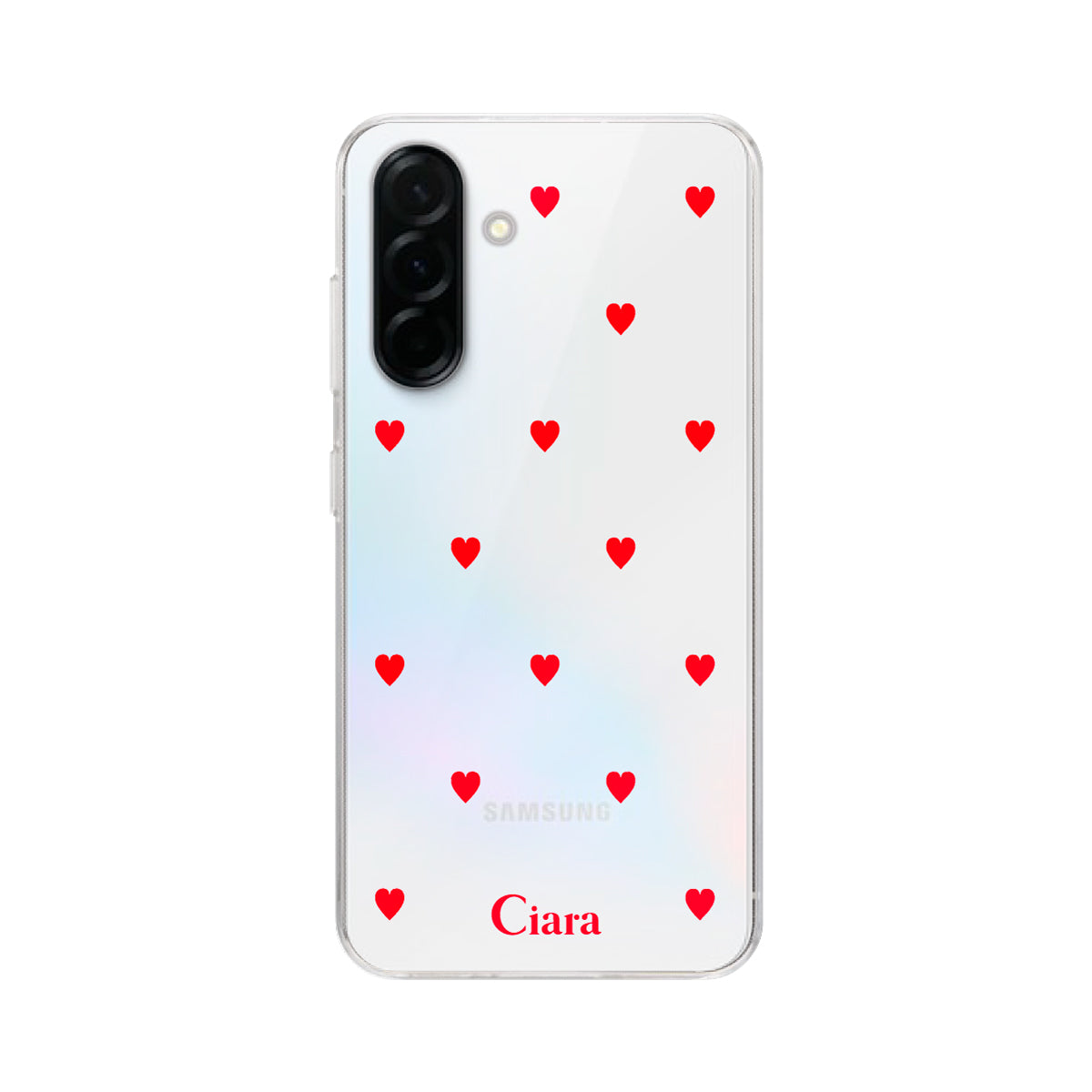 GalaxyA36 クリアケース カラーハート レッド