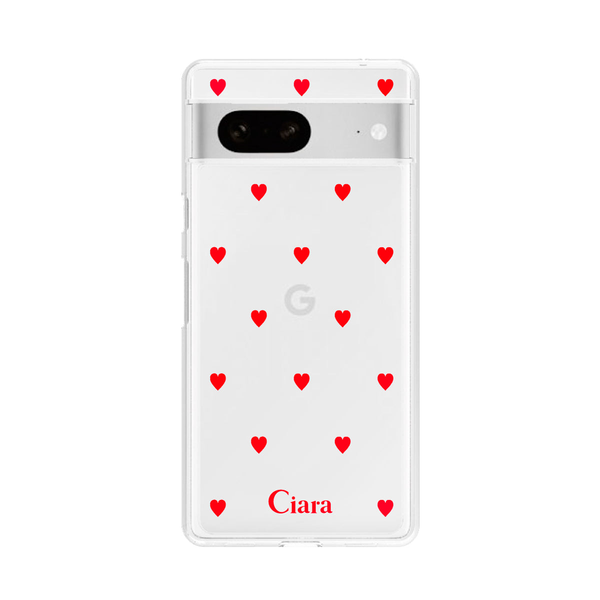 GooglePixel7 クリアケース カラーハート レッド