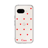 GooglePixel9a クリアケース カラーハート レッド
