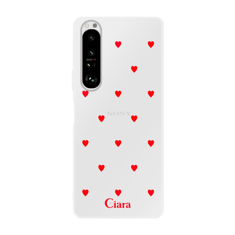 Xperia1Ⅱ クリアケース カラーハート レッド