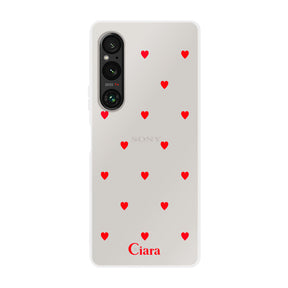 Xperia10Ⅴ クリアケース カラーハート レッド