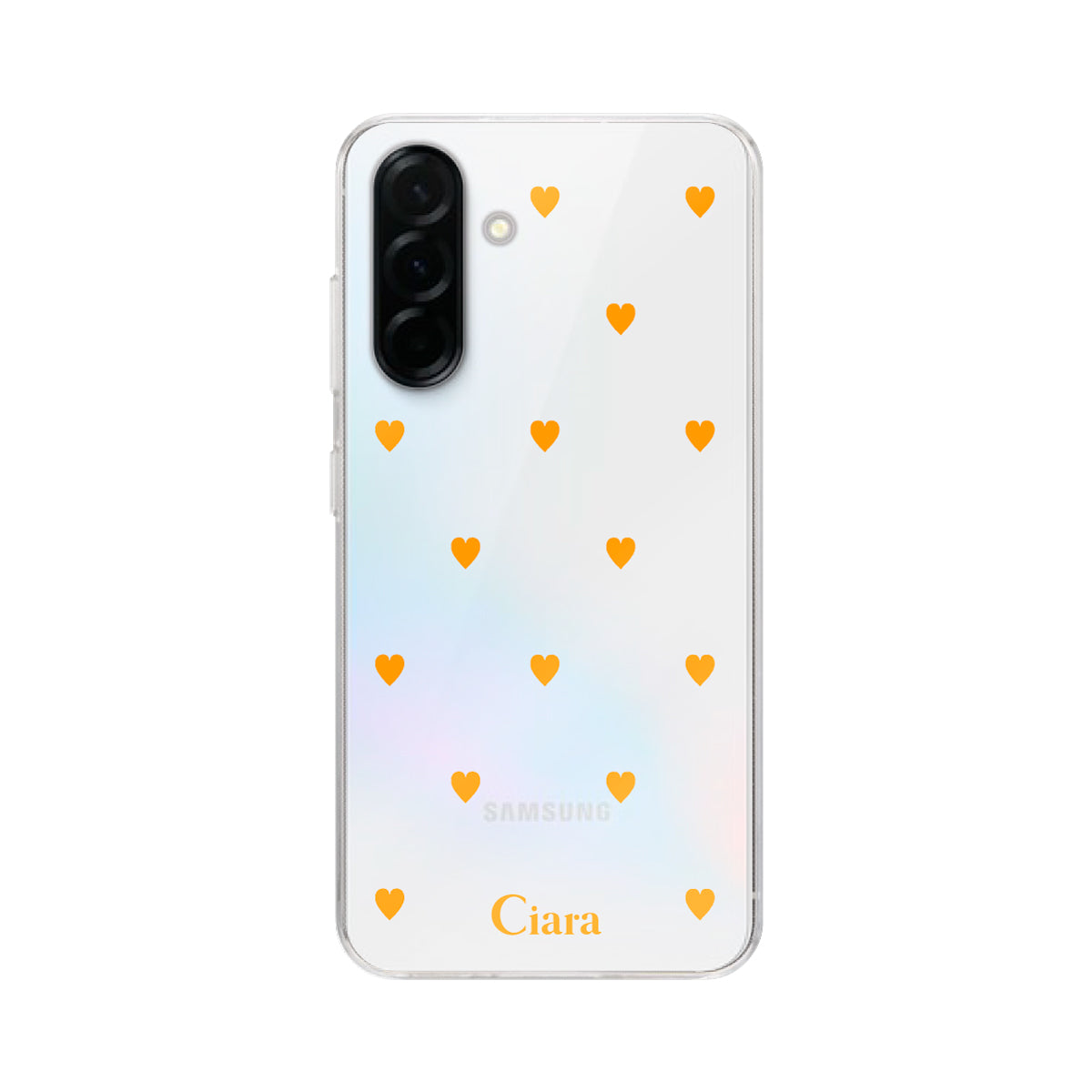 GalaxyA36 クリアケース カラーハート オレンジ