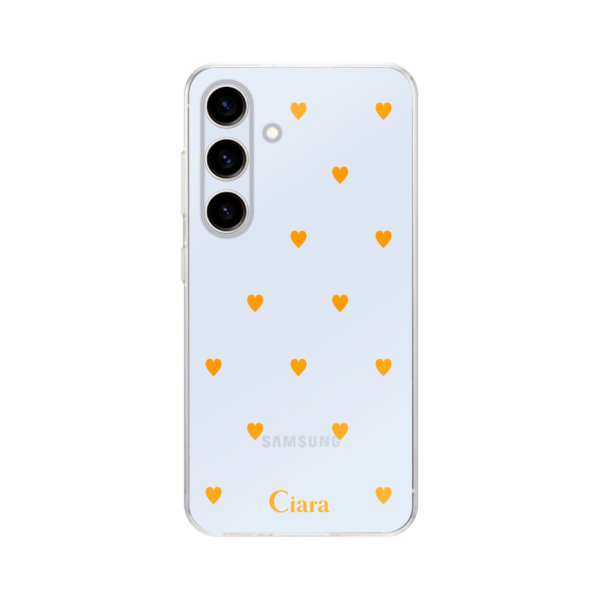 GalaxyS25 クリアケース カラーハート オレンジ
