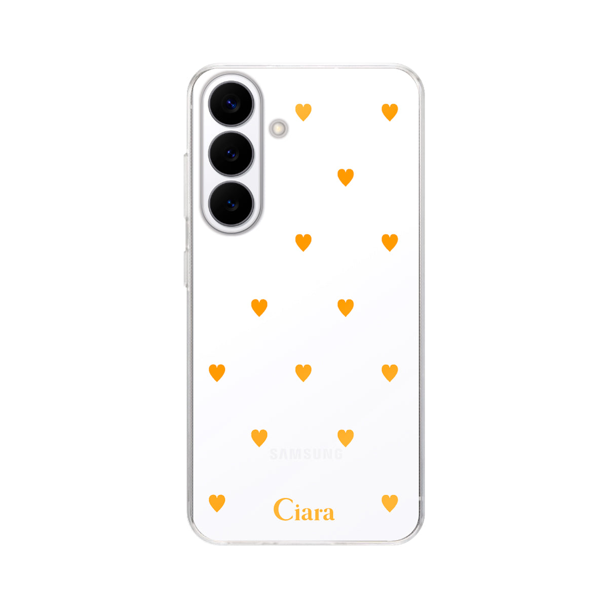 GalaxyS26 クリアケース カラーハート オレンジ