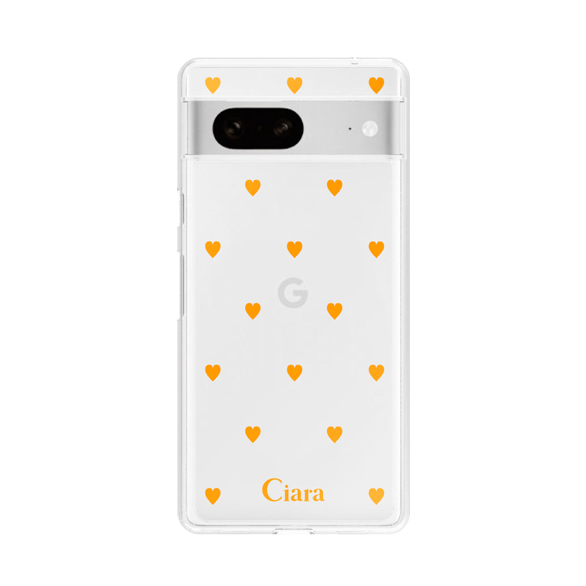 GooglePixel7 クリアケース カラーハート オレンジ