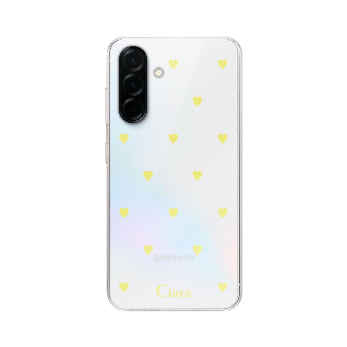 GalaxyA36 クリアケース カラーハート イエロー