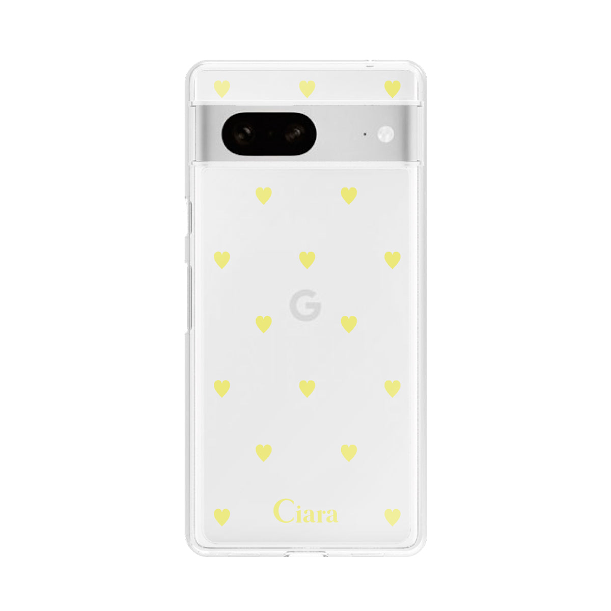 GooglePixel7 クリアケース カラーハート イエロー
