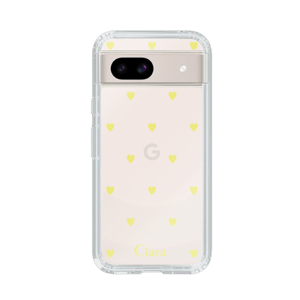 GooglePixel8aケース クリアケース カラーハート イエロー