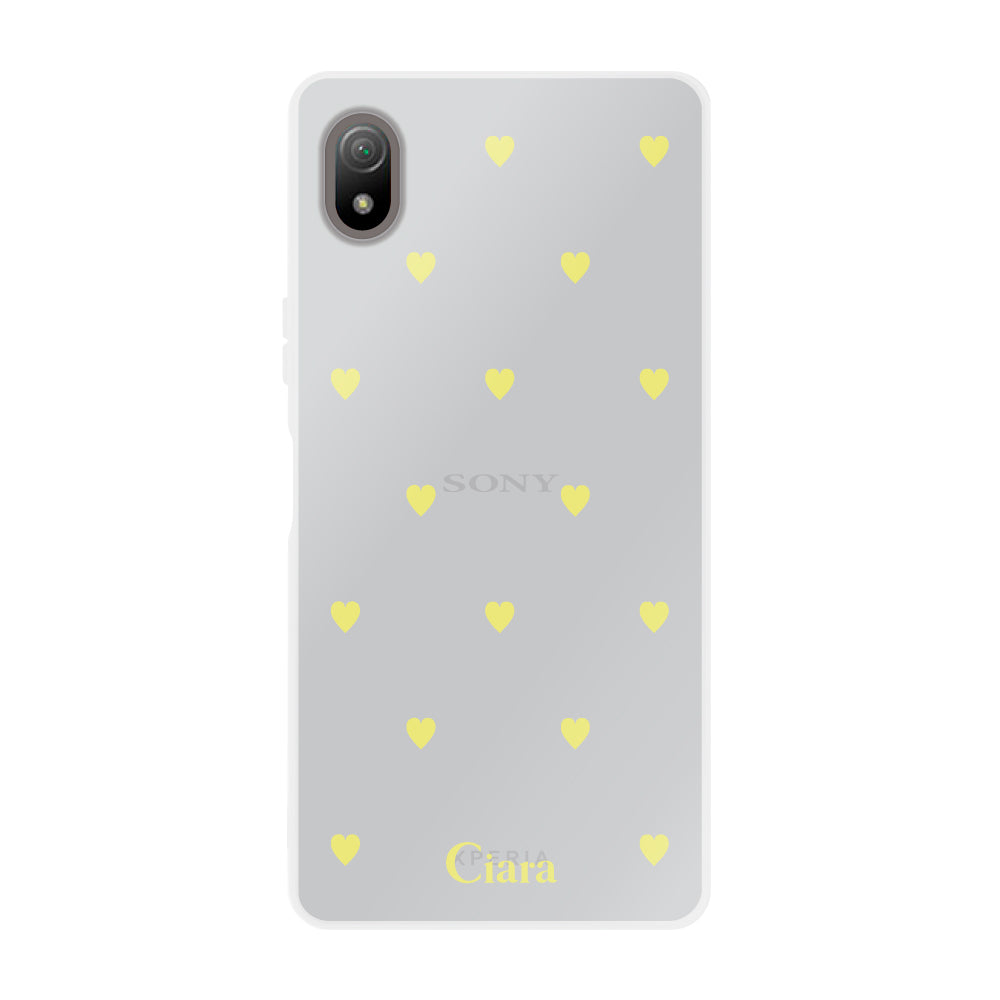 Xperia10Ⅳ クリアケース カラーハート イエロー