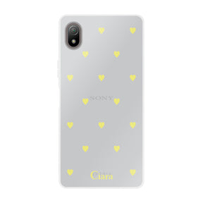 Xperia10Ⅳ クリアケース カラーハート イエロー
