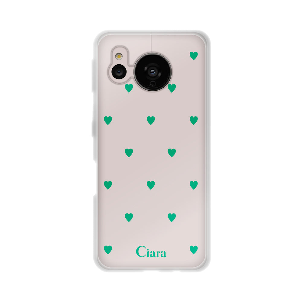 AQUOSSENSE7ケース クリアケース カラーハート グリーン