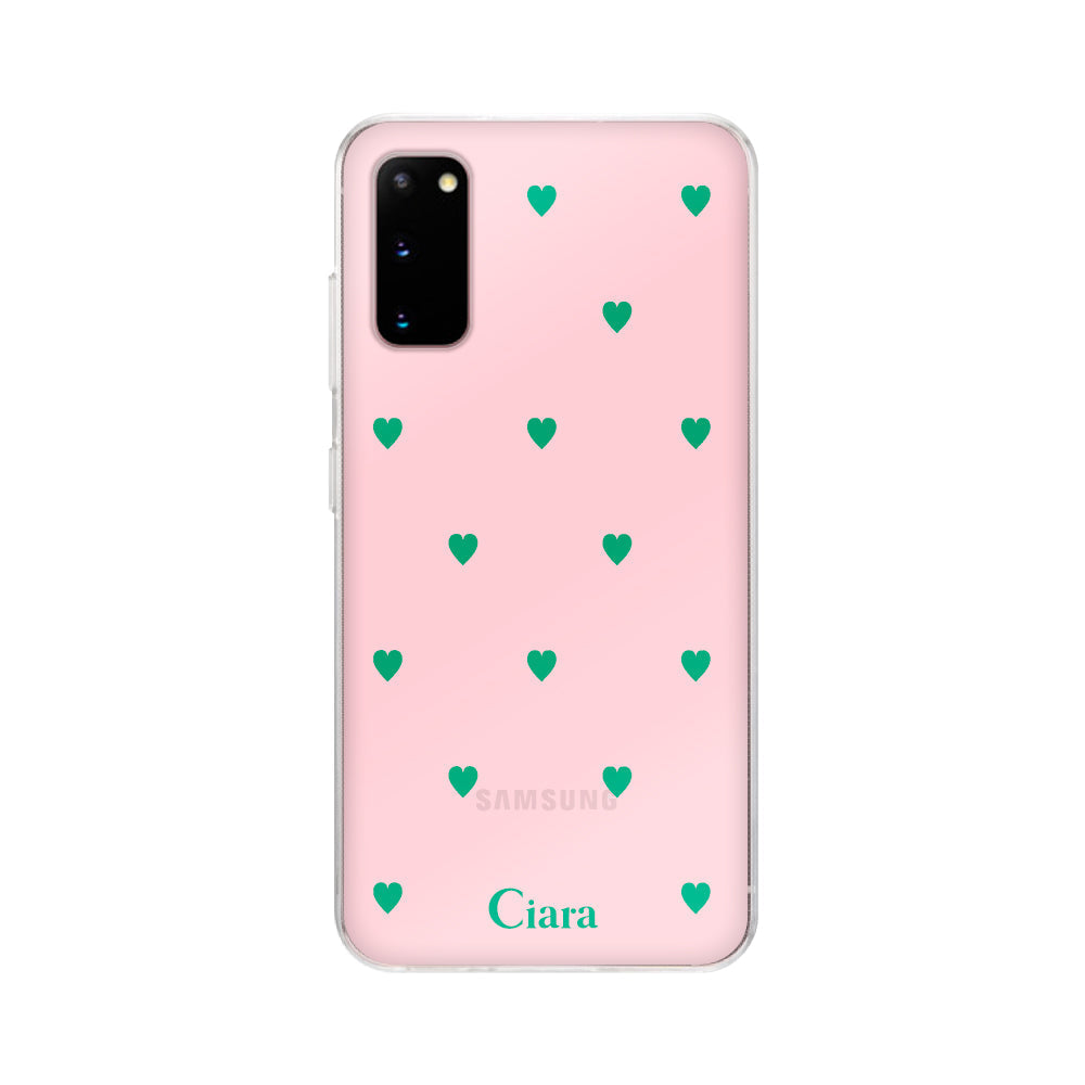 GalaxyS20ケース クリアケース カラーハート グリーン