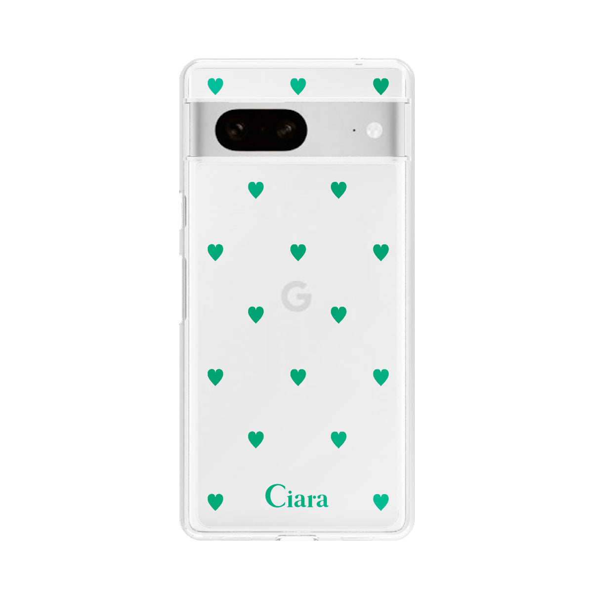 GooglePixel7 クリアケース カラーハート グリーン