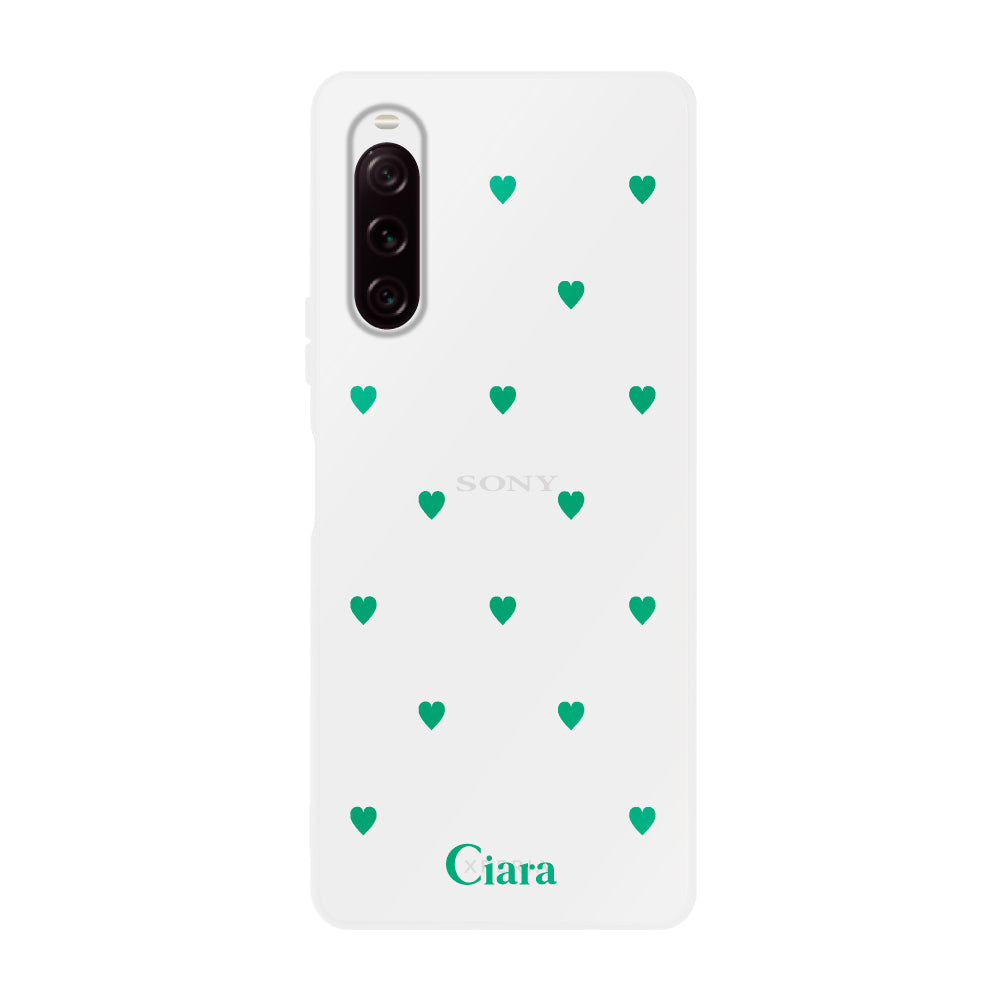 Xperia10Ⅱ クリアケース カラーハート グリーン