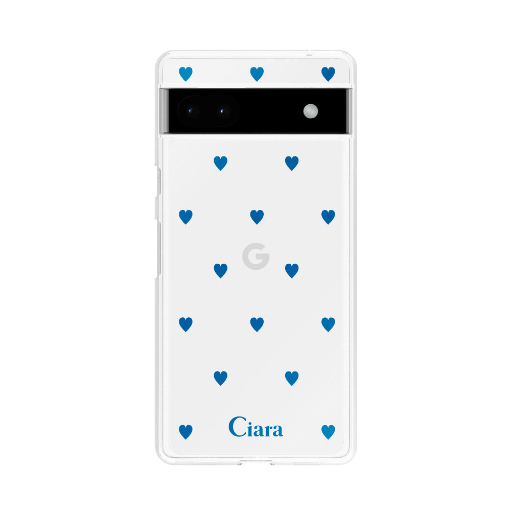 GooglePixel6aケース クリアケース カラーハート ブルー