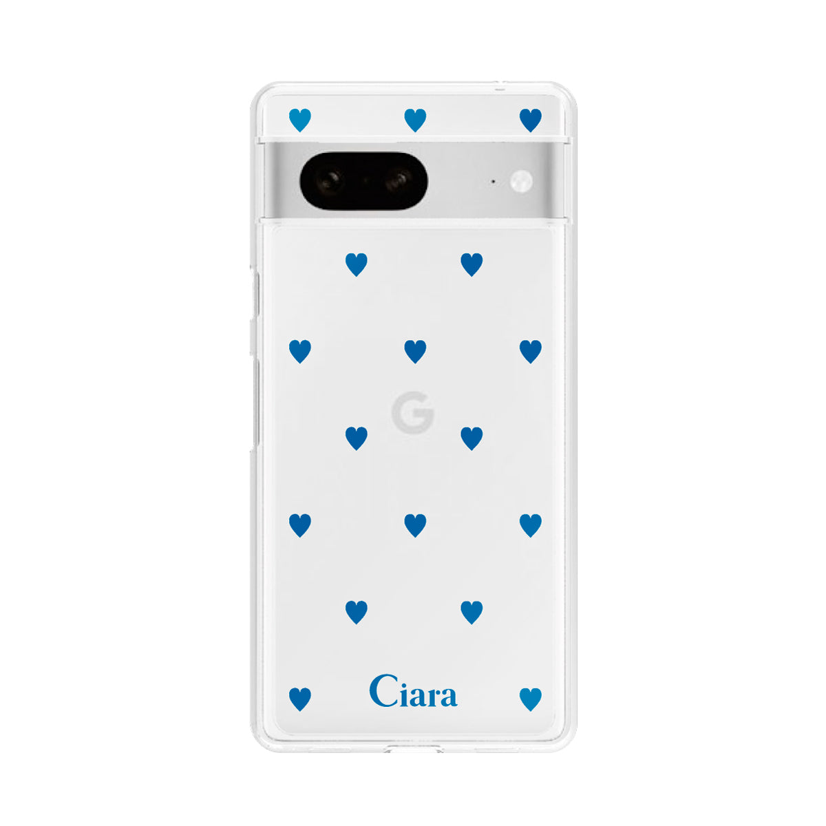 GooglePixel7 クリアケース カラーハート ブルー