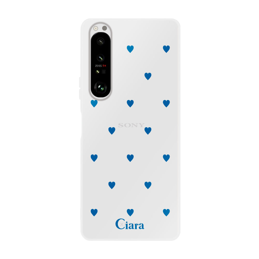 Xperia1Ⅱ クリアケース カラーハート ブルー
