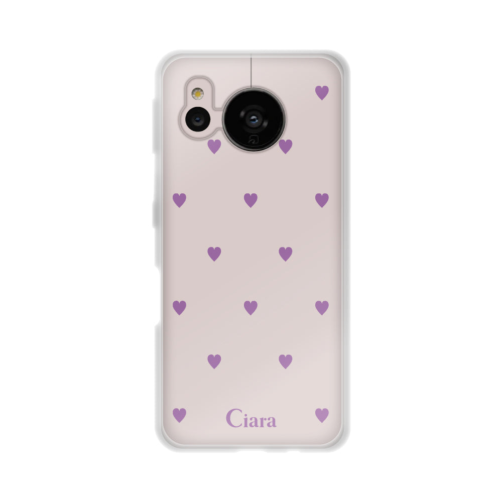 AQUOSSENSE7ケース クリアケース カラーハート パープル