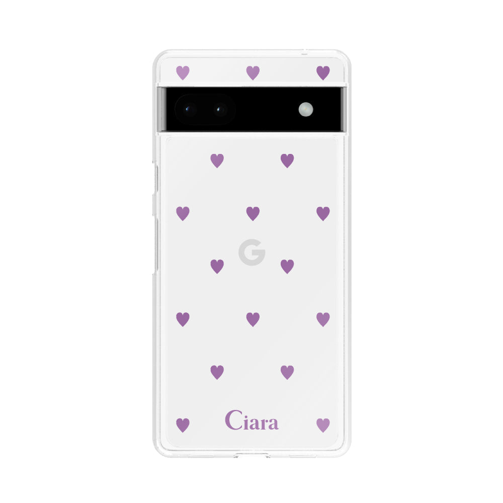 GooglePixel6aケース クリアケース カラーハート パープル