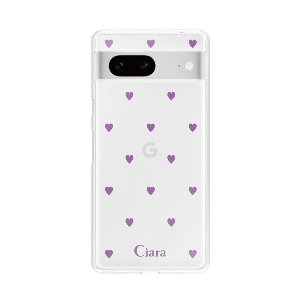 GooglePixel7 クリアケース カラーハート パープル