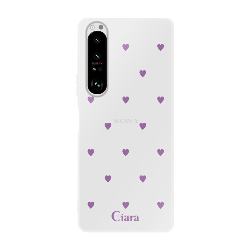 Xperia1Ⅱ クリアケース カラーハート パープル