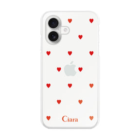 iPhone16 ハイブリッド クリアケース カラーハート レッド