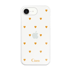 iPhone16e ハイブリッド クリアケース カラーハート オレンジ