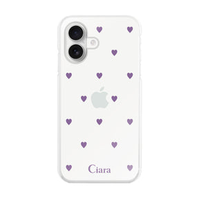 iPhone16 ハイブリッド クリアケース カラーハート パープル