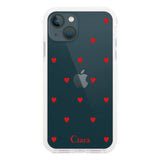 iPhone13mini クッションバンパー 耐衝撃クリアケース カラーハート レッド