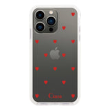 iPhone13Pro クッションバンパー 耐衝撃クリアケース カラーハート レッド
