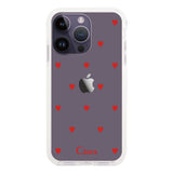 iPhone14ProMax クッションバンパー 耐衝撃クリアケース カラーハート レッド
