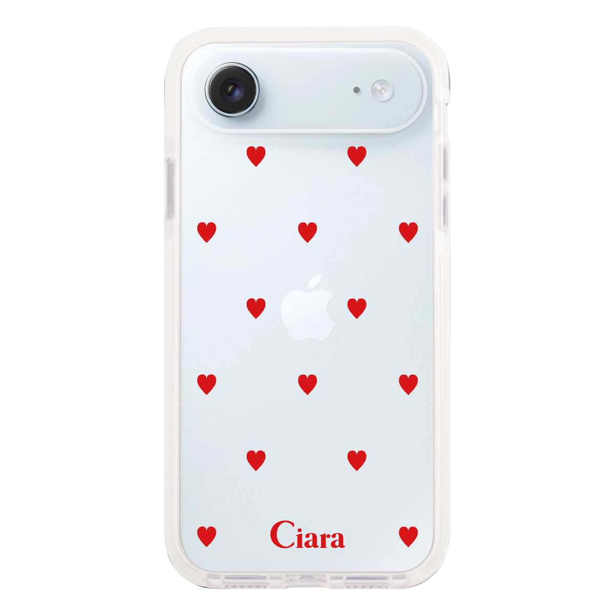 iPhoneAir クッションバンパー 耐衝撃クリアケース カラーハート レッド