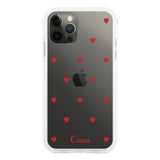 iPhoneX/XS クッションバンパー 耐衝撃クリアケース カラーハート レッド