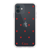 iPhoneXR クッションバンパー 耐衝撃クリアケース カラーハート レッド