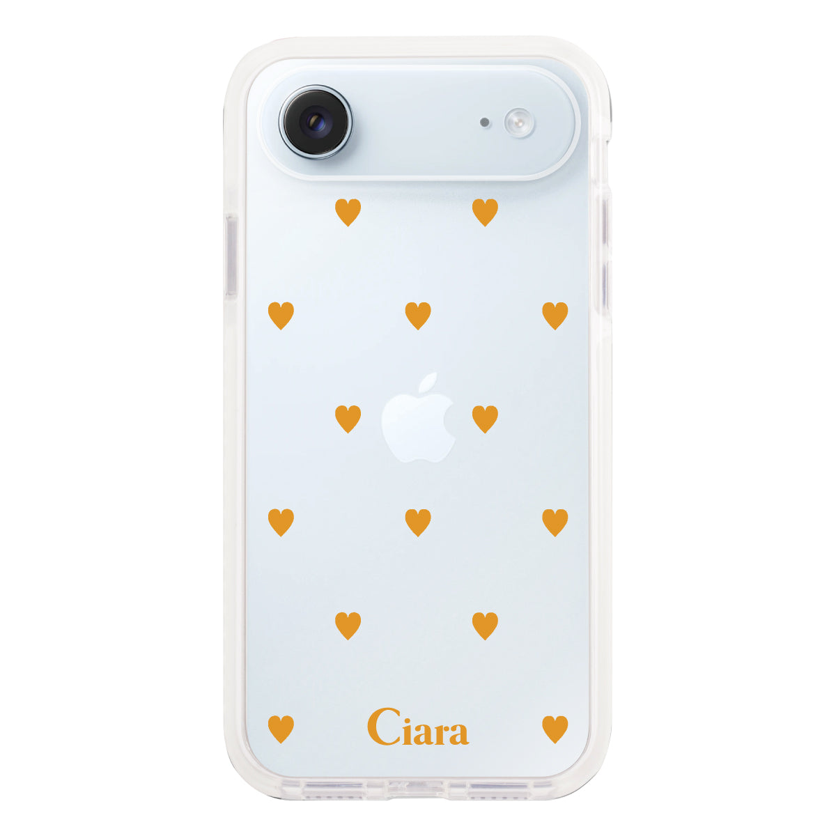 iPhoneAir クッションバンパー 耐衝撃クリアケース カラーハート オレンジ