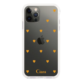 iPhoneX/XS クッションバンパー 耐衝撃クリアケース カラーハート オレンジ