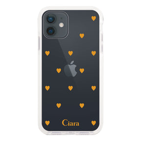 iPhoneXR クッションバンパー 耐衝撃クリアケース カラーハート オレンジ