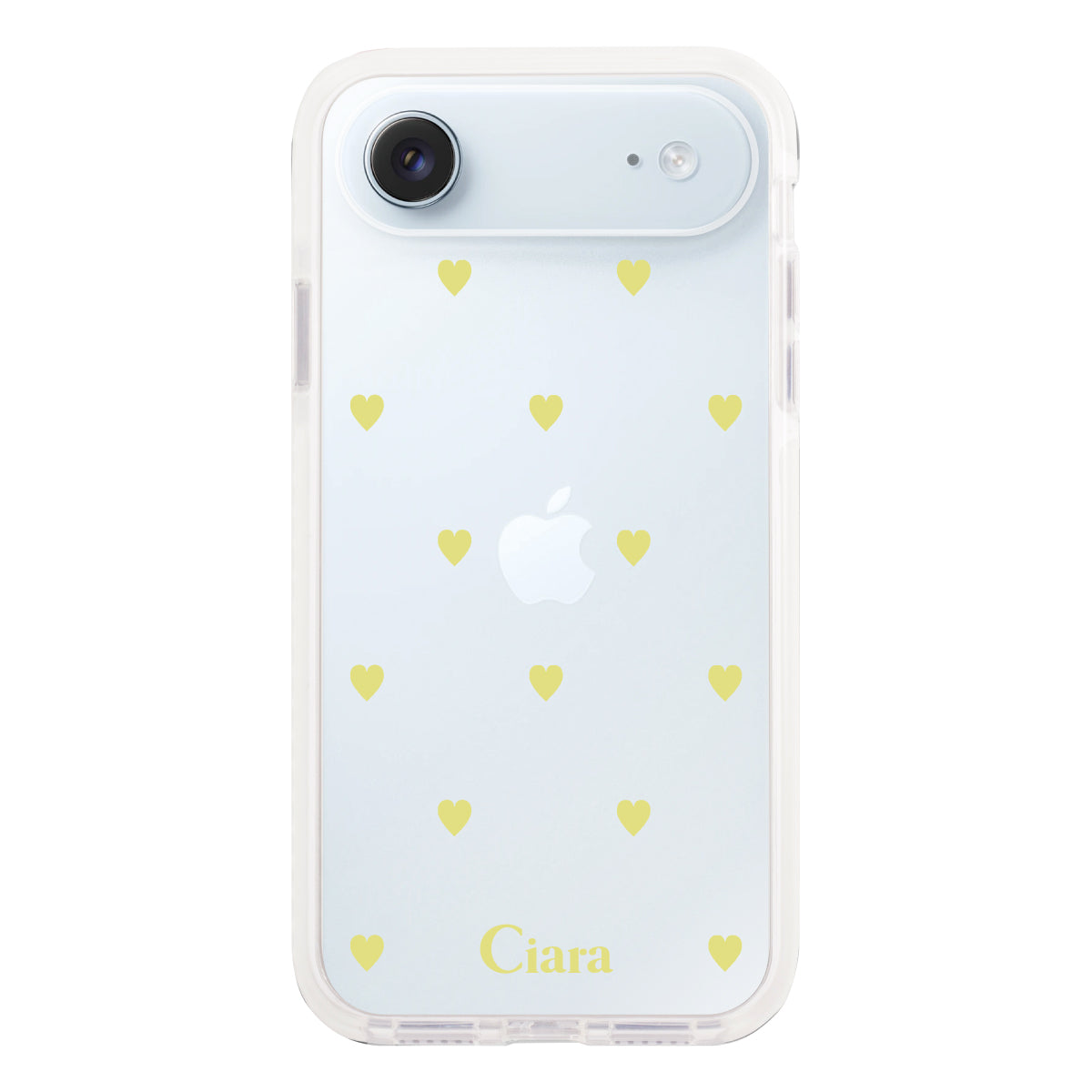 iPhoneAir クッションバンパー 耐衝撃クリアケース カラーハート イエロー