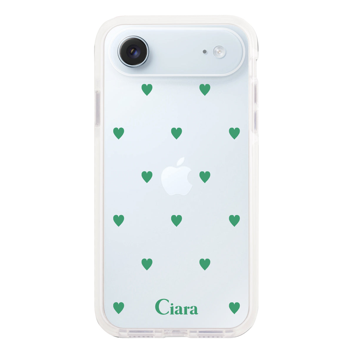 iPhoneAir クッションバンパー 耐衝撃クリアケース カラーハート グリーン