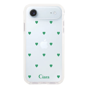 iPhoneAir クッションバンパー 耐衝撃クリアケース カラーハート グリーン