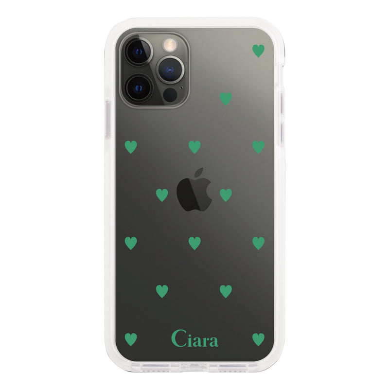 iPhoneケース クッションバンパー 耐衝撃クリアケース カラーハート