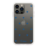 iPhone13Pro クッションバンパー 耐衝撃クリアケース カラーハート ブルー