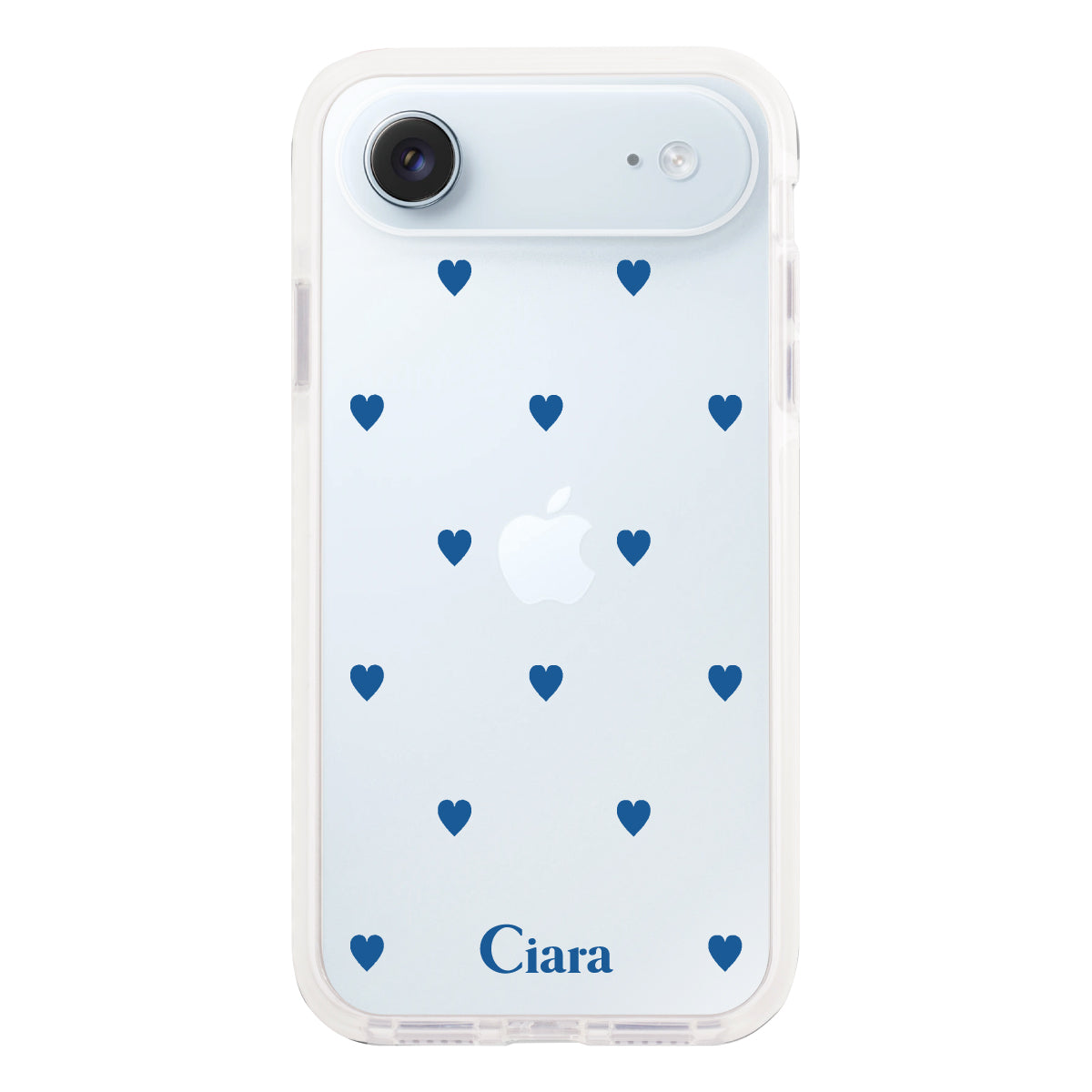 iPhoneAir クッションバンパー 耐衝撃クリアケース カラーハート ブルー