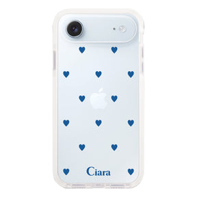 iPhoneAir クッションバンパー 耐衝撃クリアケース カラーハート ブルー