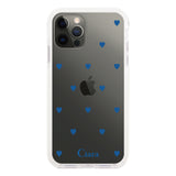 iPhoneX/XS クッションバンパー 耐衝撃クリアケース カラーハート ブルー